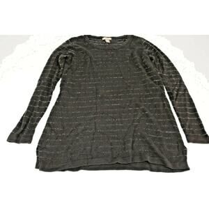 White Stag Women's Pullover Sweater Side Slits Lightweight Striped Size Large